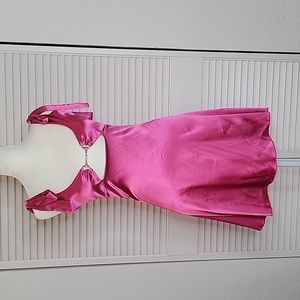 Pink Barbie Satin Cut Out Mini Dress
